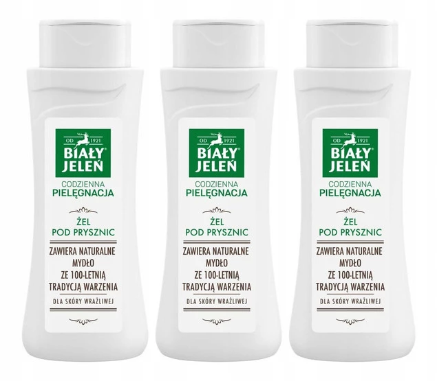 3x BIAŁY JELEŃ Żel Pod Prysznic NATURALNY Nawilża Zmiękcza Skórę 300ml_1