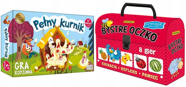 2w1 PEŁNY KURNIK + KUFEREK BYSTRE OCZKO Gry Rodzinne Kukuryku_1