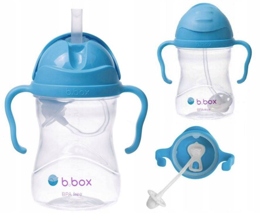 BIDON B.BOX 240 ml KUBEK Pojnik BUTELKA Dla Dzieci NIEBIESKI + 3x Słomka_2