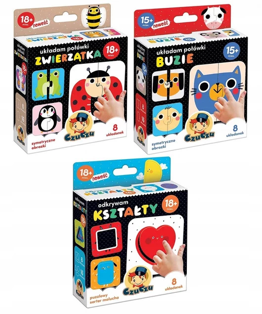Puzzle Układam Połówki ZWIERZĘTA BUZIE Odkrywam KSZTAŁTY 15-18M+ CzuCzu_1