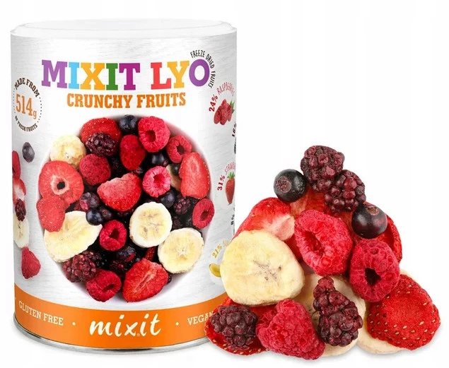 MIXIT Małe Chrupiące Owoce Liofilizowane MALINY TRUSKAWKI JEŻYNY 70g_1