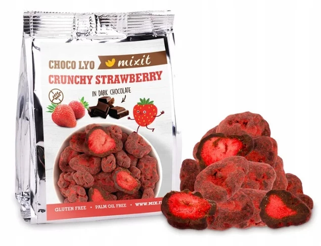 MIXIT Chrupiące Liofilizowane TRUSKAWKI w Gorzkiej Czekoladzie 60g_1