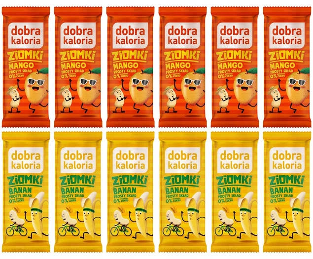 12x DOBRA KALORIA Zdrowy Baton MANGO i BANAN Orzechy Nerkowca Bez Cukru_1