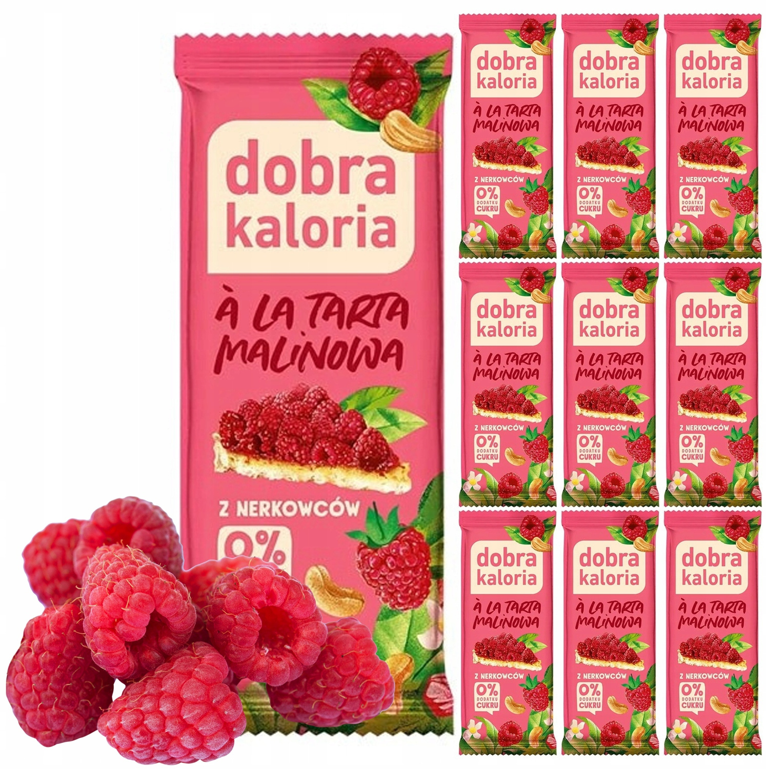10x Naturalny Baton Tarta MALINOWA Orzechy Nerkowca Rodzynki Dobra Kaloria_1