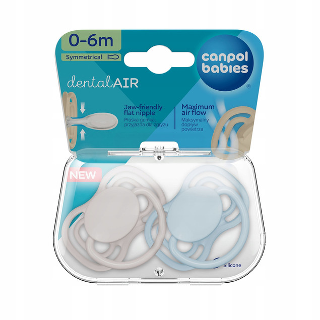 CANPOL BABIES Smoczek Silikonowy DentalAir SYMETRYCZNY 2szt Nude 0M+ 23/225_9