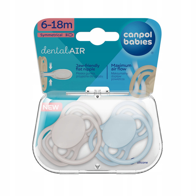 CANPOL BABIES Smoczek Silikonowy DentalAir SYMETRYCZNY 2szt Nude 6M+ 23/226_9