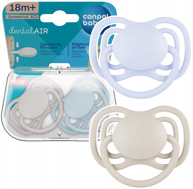 CANPOL BABIES Smoczek Silikonowy DentalAir SYMETRYCZNY 2sz Nude 18M+ 23/227_1