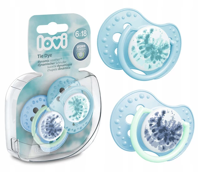 LOVI Smoczek DYNAMICZNY Sylikonowy TIE DYE Niebieski 6-18M+ 22/919_1