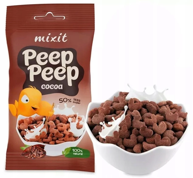2x MIXIT Płatki Śniadaniowe Peep Peep KAKAOWE WANILIOWE Saszetki 25g_2