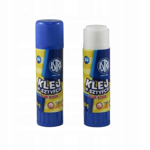 2x Klej w Sztyfcie Szkolny Biurowy ZMYWALNY BEZBARWNY 3+ Astra 15g_2
