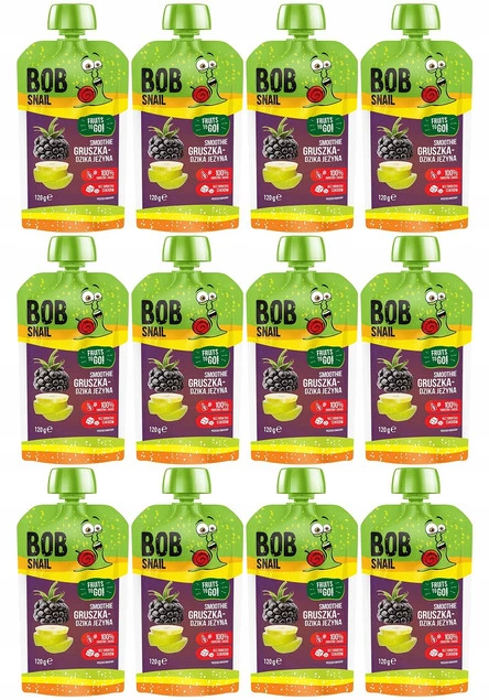 12x BOB SNAIL Smoothie GRUSZKA JEŻYNA Bez Dodatku Cukru Mus 120g_1