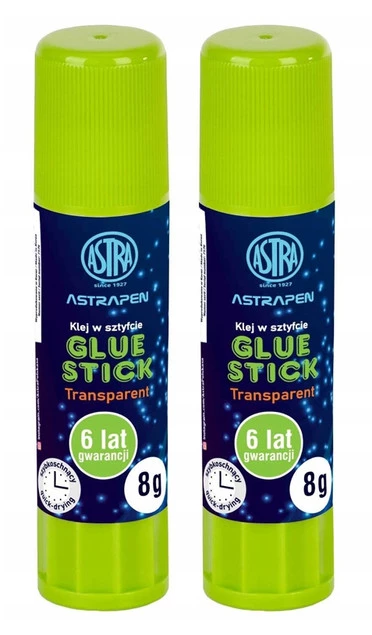 2x KLEJ W SZTYFCIE Szkolny Biurowy Mocny Zmywalny Transparentny 8g 3+ Astra_1