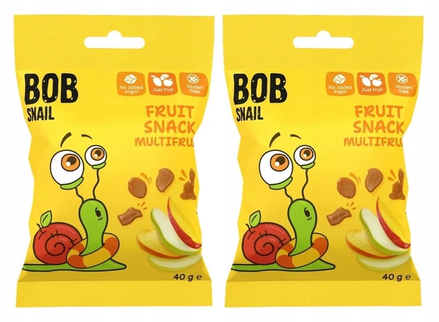 2x BOB SNAIL Żelki Owocowe WIELOOWOCOWE Bez Dodatku Cukru 2x 40g (80g)_1