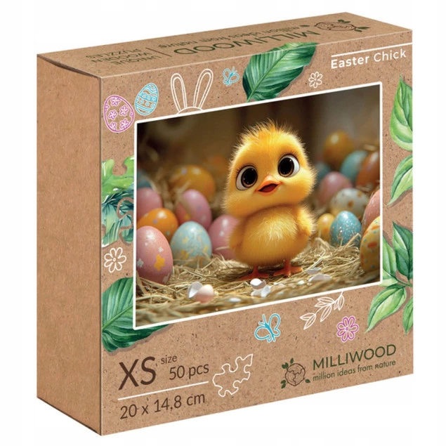 Puzzle Drewniane 50 Układanka WIELKANOCNY Kurczaczek 1+ MilliWOOD_3