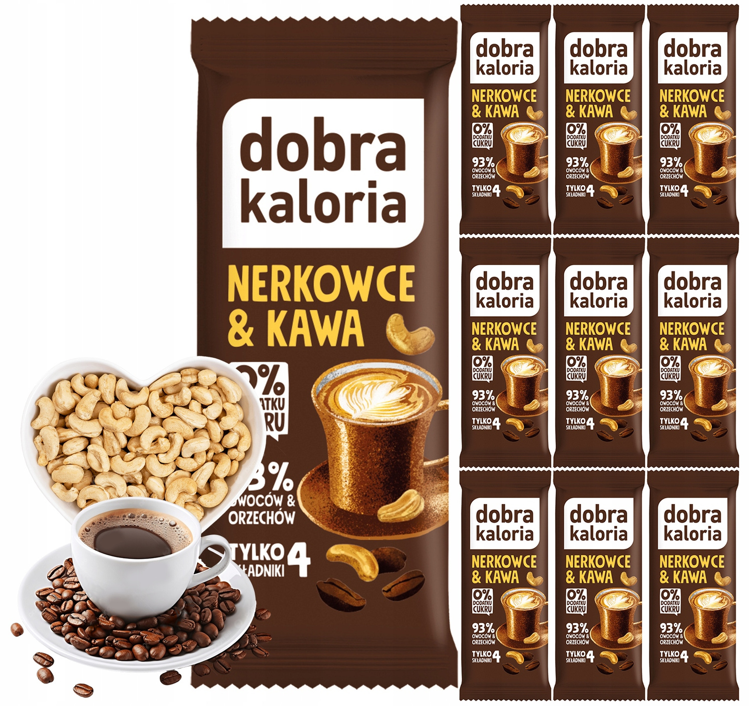 10x DOBRA KALORIA Zdrowy Baton Orzech Nerkowca i Kawa Błonnik Bez Cukru_1