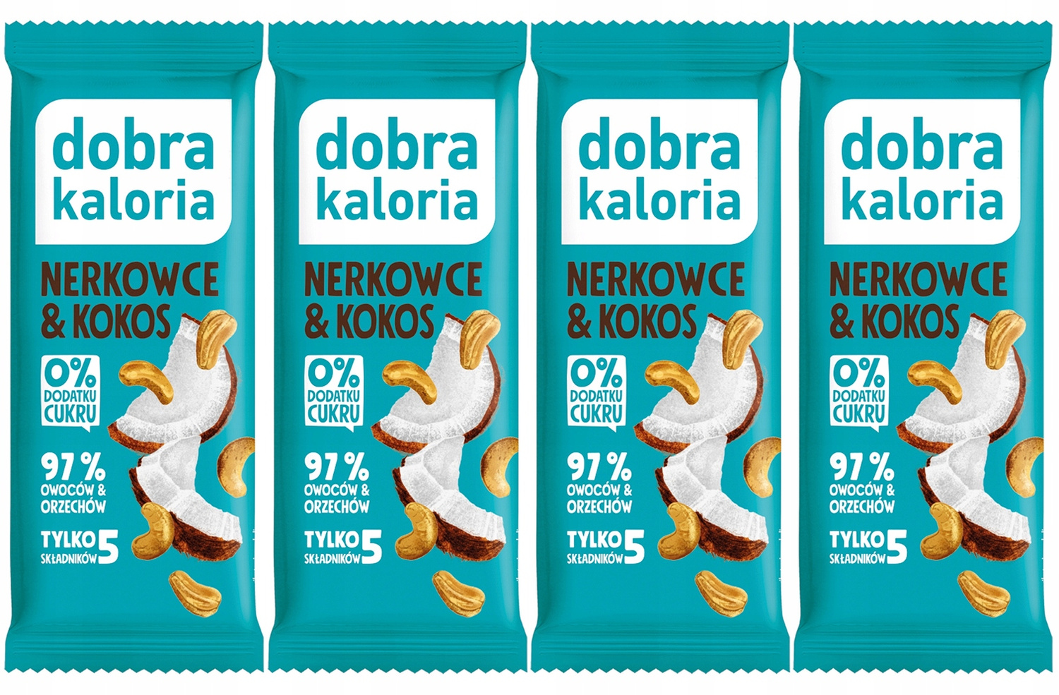 4x DOBRA KALORIA Zdrowy Baton Orzechy Nerkowca i Kokos Bez Dodatku Cukru_1