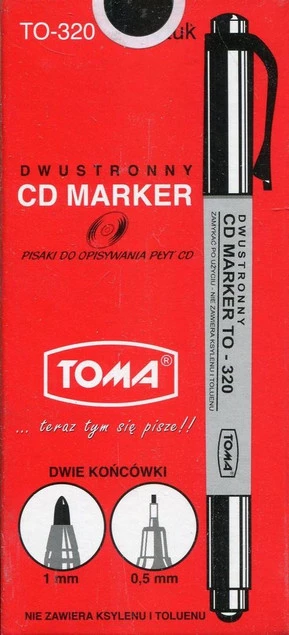 10x Marker Dwustronny Permanentny Do Płyt CD/DVD Czarny TOMA_6