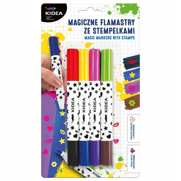KIDEA Magiczne Flamastry Ze Stempelkami Mazaki Dla Dzieci 8 Kolorów_7