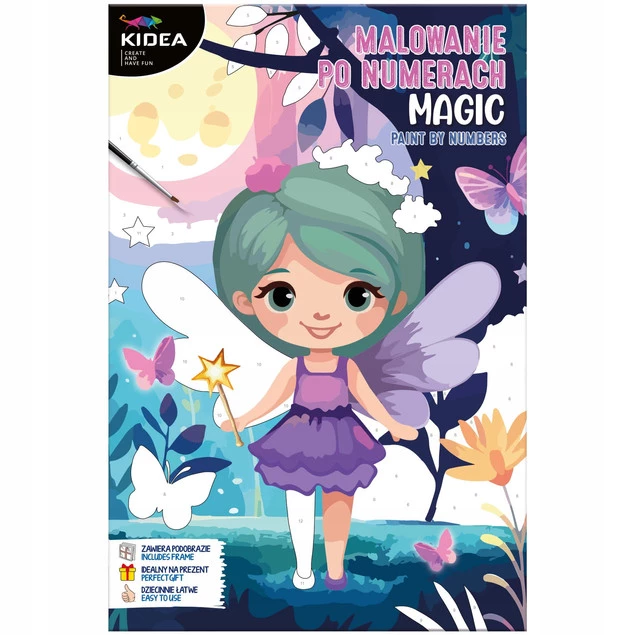 KIDEA Malowanie Po Numerach Dla Dzieci WRÓŻKI Farby Obraz 30x20cm_1