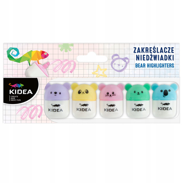KIDEA Zakreślacze NIEDŹWIADKI 5 Sztuk Kolorów Zwierzaki_5