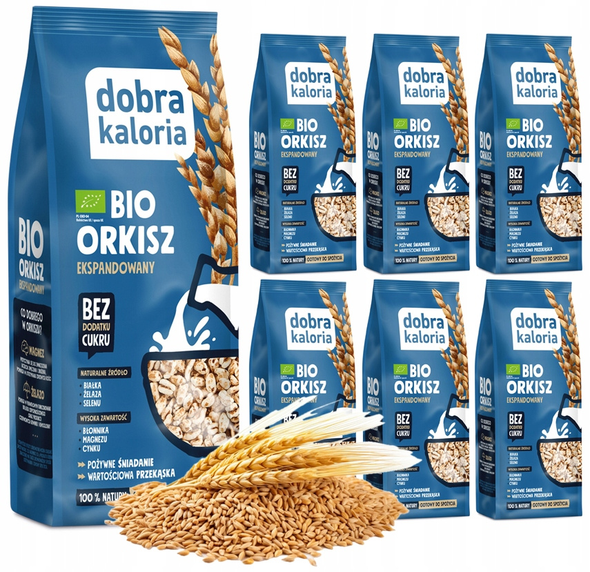 7x DOBRA KALORIA BIO Płatki Orkisz Ekspandowany Cynk Magnez Selen Żelazo_1