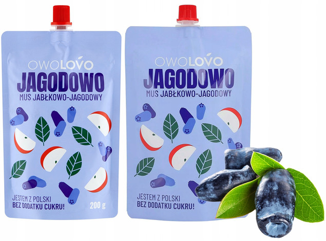 2x OwoLovo Jagodowo Mus Jabłkowo-Jagodowy Dla Dzieci 200g_1