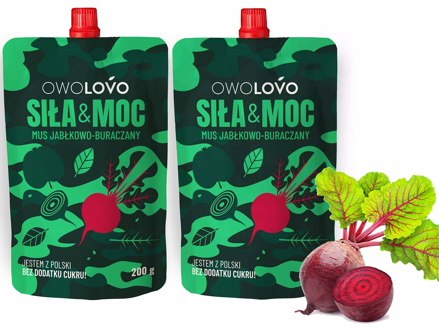 2x OwoLovo Mus Owocowo Warzywny Jabłkowo-Buraczany Siła Moc Dla Dzieci 200g_1