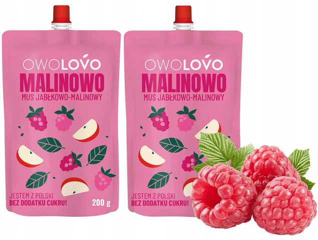 2x OwoLovo Malinowo Mus Jabłkowo-Malinowy Dla Dzieci 200g_1