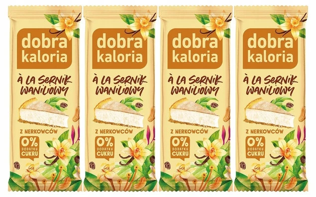 4x Zdrowy Baton Sernik WANILIOWY z Nerkowców Błonnik 0 Cukru Dobra Kaloria_1