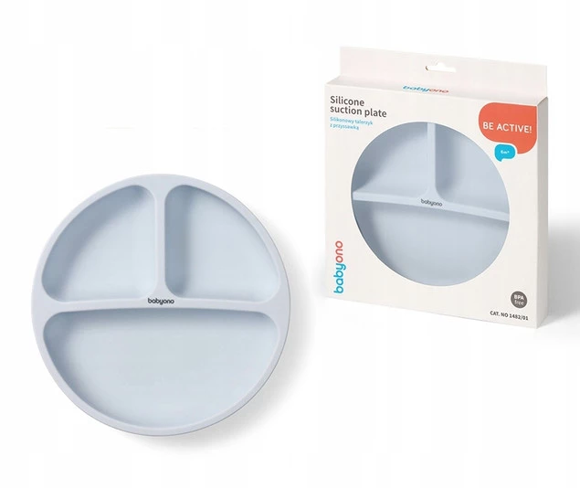 Miseczka i Talerzyk ZESTAW NACZYŃ Silikonowych z Przyssawką NIEBIESKI_5