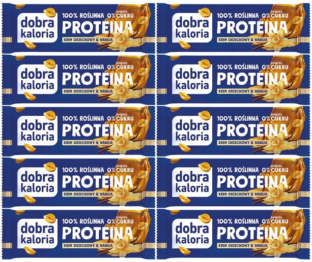 10x Naturalny Baton Proteinowy Bez Cukru ORZECH WANILIA Dobra Kaloria_1