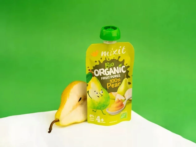 6x MIXIT BIO Mus Naturalny GRUSZKA Owocowy Bez Dodatku Cukru 100g 4M+_2