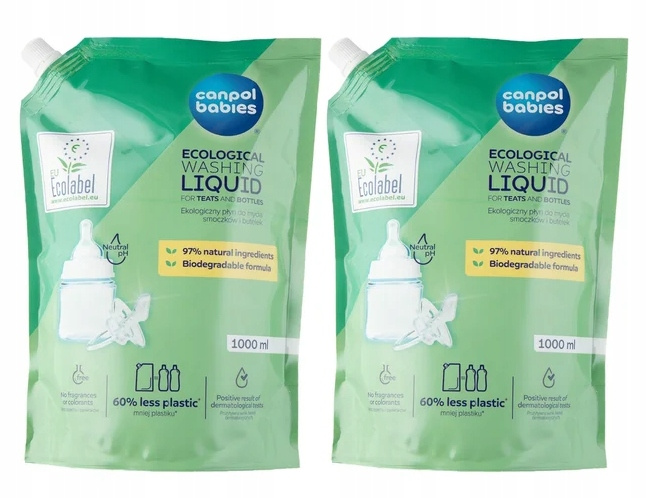 2x CANPOL Płyn Opakowanie UZUPEŁNIAJĄCE EKOLOGICZNEGO Płynu Do Mycia 1000ml_1