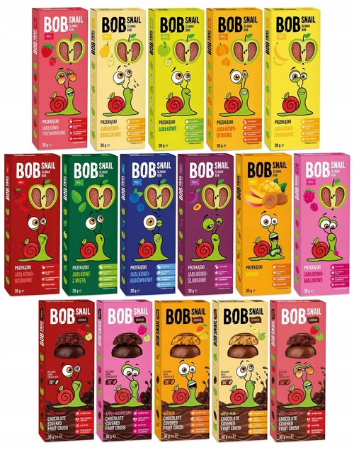 BOB SNAIL Zestaw MIX Smaków Zdrowa Owocowa Przekąska Bez Cukru 16x 30g_1