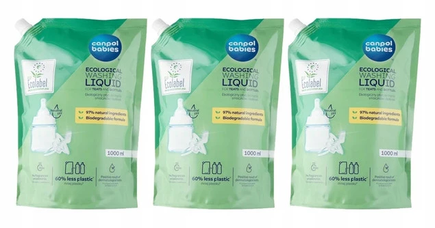 CANPOL Płyn Opakowanie UZUPEŁNIAJĄCE EKOLOGICZNEGO Płynu Do Mycia 3x 1000ml_1