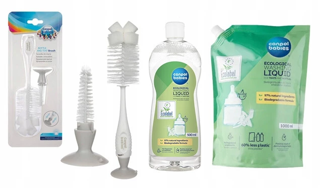 Żel Płyn Do Mycia Butelek Smoczków + Opakowanie Uzupełniające + Szczotka_1