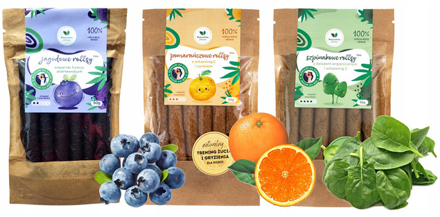 Zestaw ROLLSY Witaminowe JAGODA POMARAŃCZA SZPINAK Naturalnie Zdrowi 3x50g_1
