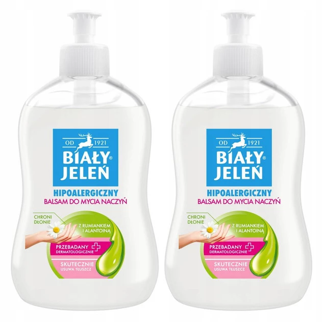 2x BIAŁY JELEŃ Balsam Do Mycia Naczyń HIPOALERGICZNY 500ml z Rumiankiem_3