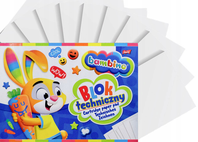 6x Blok Techniczny Szkolny A4 10k BIAŁY Bambino_2