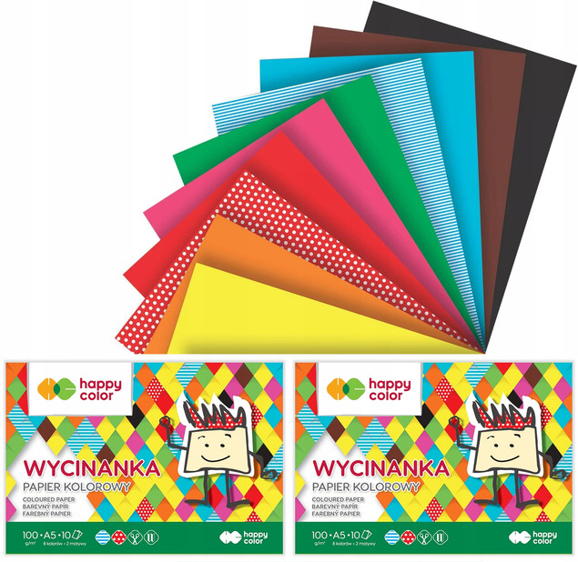 2x Blok Wycinanka A5 Papier KOLOR 10 Kart Happy Color_1