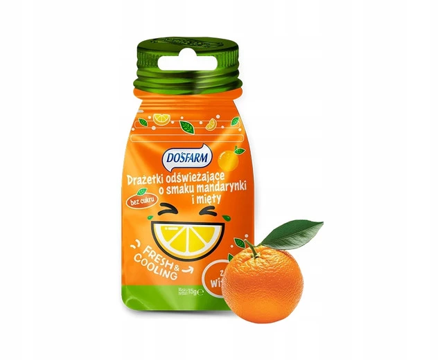 Cukierki Drażetki Odświeżające o Smaku MIĘTA i MANDARYNKA Dosfarm 15g_1