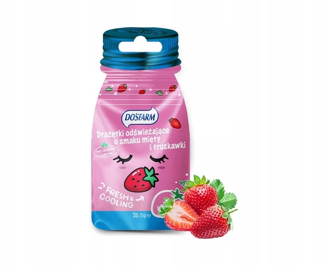 Cukierki Drażetki Odświeżające o Smaku MIĘTA i TRUSKAWKA Dosfarm 15g_1