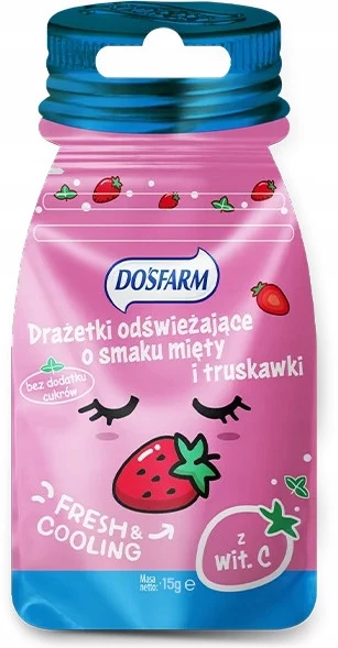 Cukierki Drażetki Odświeżające o Smaku MIĘTA i TRUSKAWKA Dosfarm 15g_2
