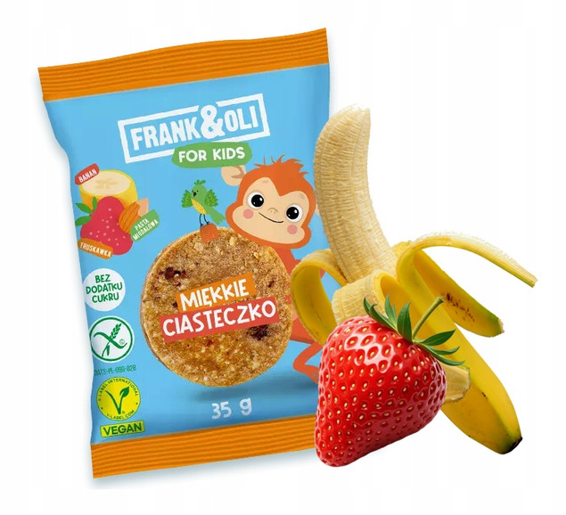 Frank&Oli For Kids Dla Dzieci Miękkie Ciasteczko BANAN TRUSKAWKA 35g_1