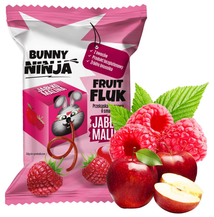 BUNNY NINJA Przekąska Owocowa JABŁKO MALINA Fruit Fluk 15g_1