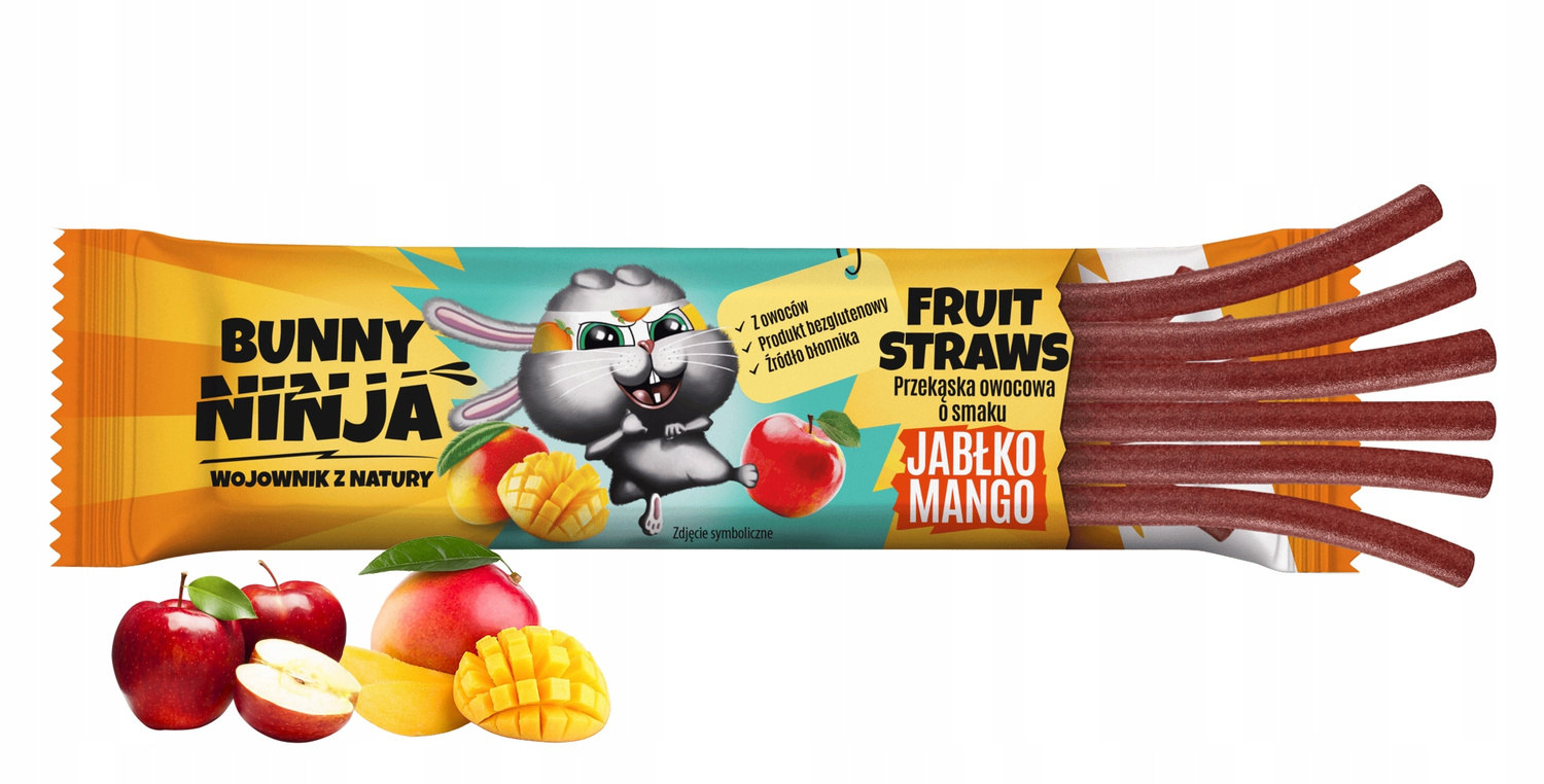 BUNNY NINJA Przekąska Owocowa JABŁKO MANGO Fruit Straw 16g_1