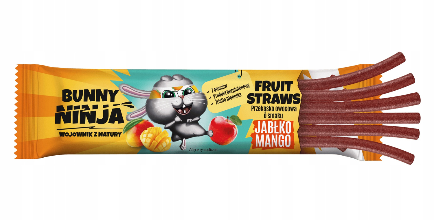 BUNNY NINJA Przekąska Owocowa JABŁKO MANGO Fruit Straw 16g_3