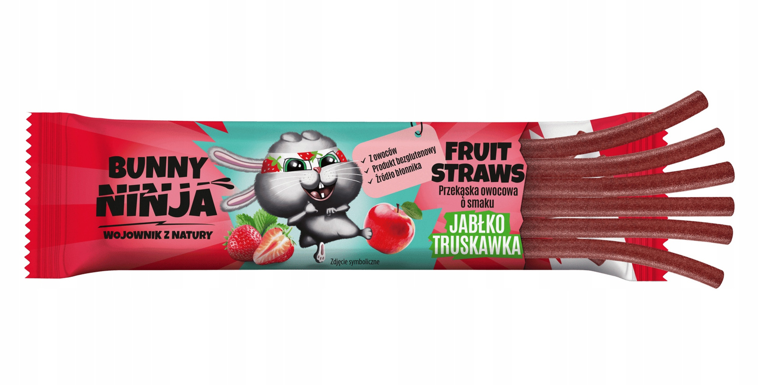 BUNNY NINJA Przekąska Owocowa JABŁKO TRUSKAWKA Fruit Straw 16g_3