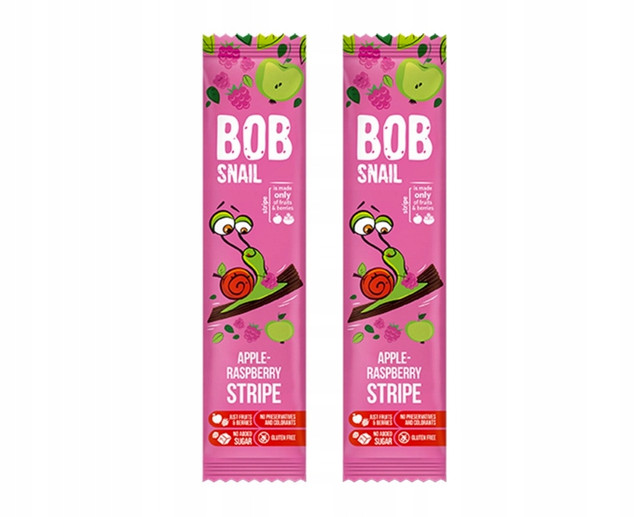 2x Przekąski Bob Snail paski jabłkowo-malinowe 14 g_1