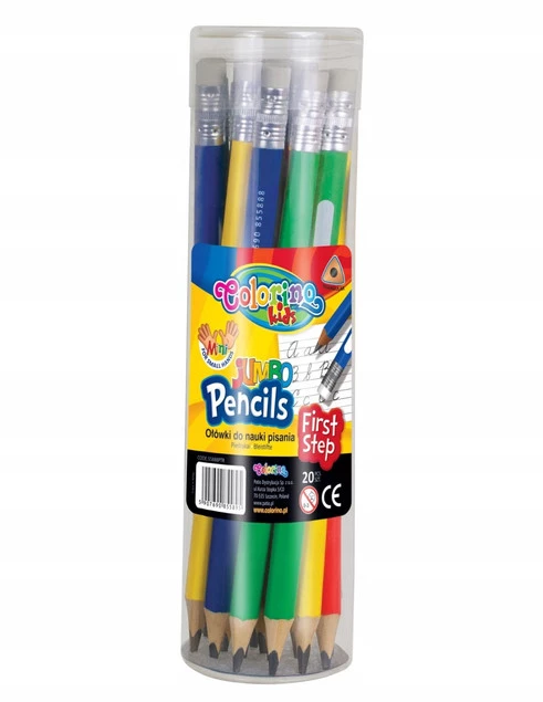 20x Ołówek Trójkątny GRUBY HB z Gumką i Miejscem Na Podpis TUBA Colorino_1